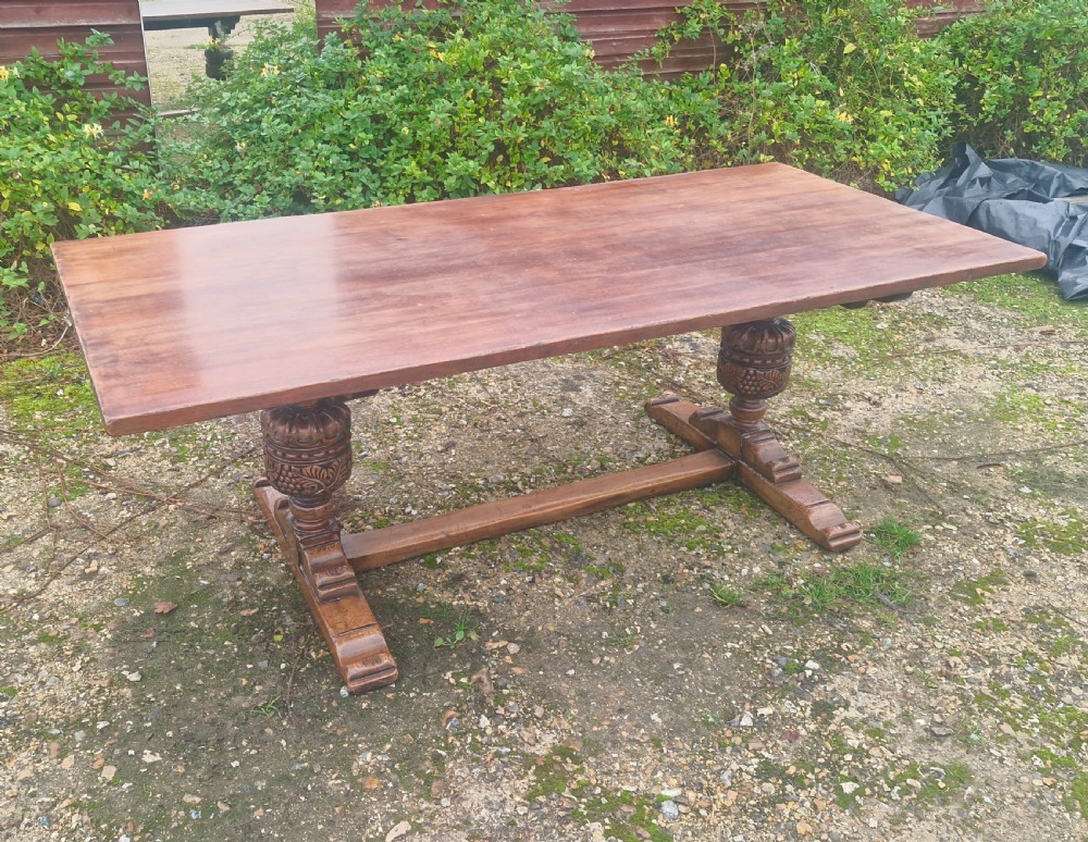 Oak refectory dining table.  View VI
