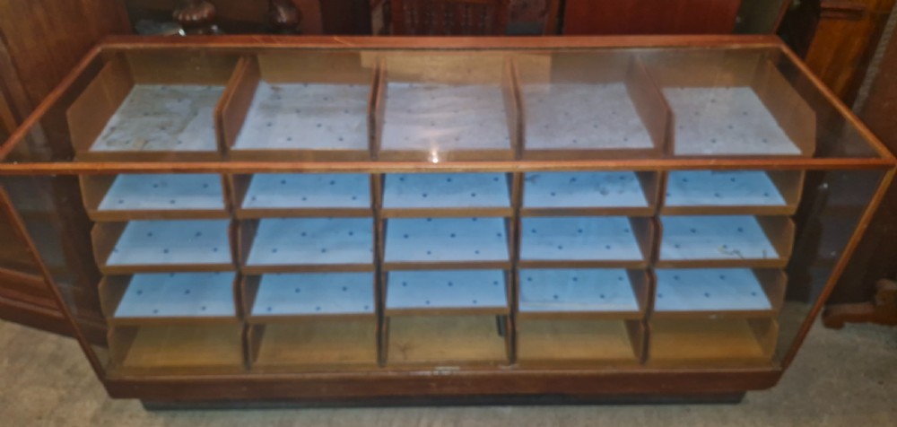 1920s 25 drawer oak haberdashery shop cabinet.  View II