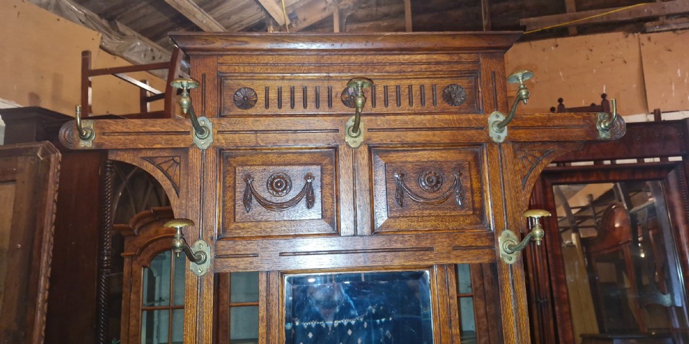 Late Victorian oak hall stand. View V