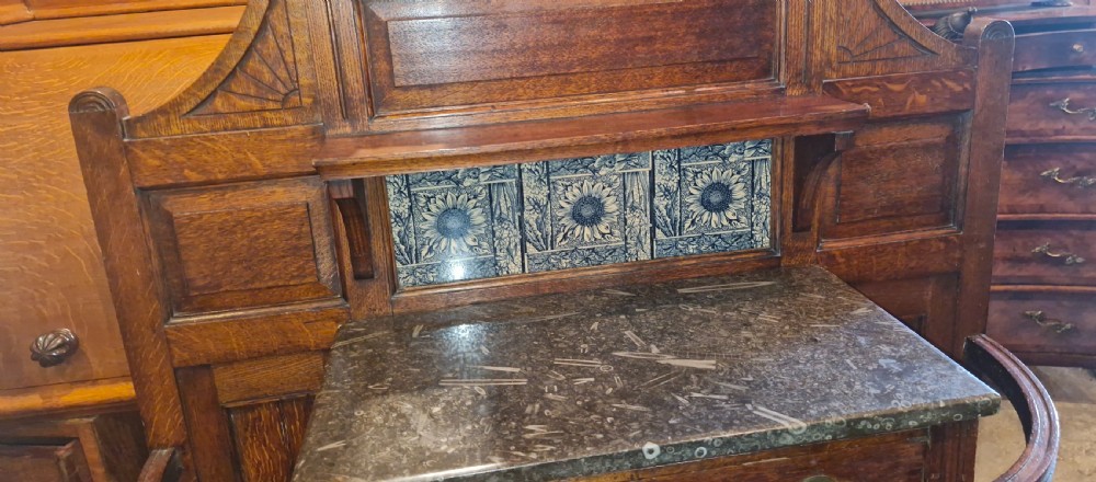Late Victorian oak hall stand. View VI