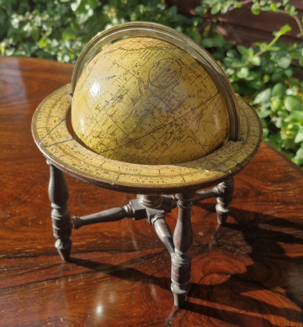 Rare 6 inch 19th century Cary table top globe and stand.