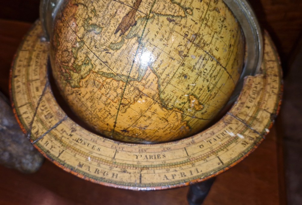 Rare 6 inch 19th century Cary table top globe and stand. View XIV