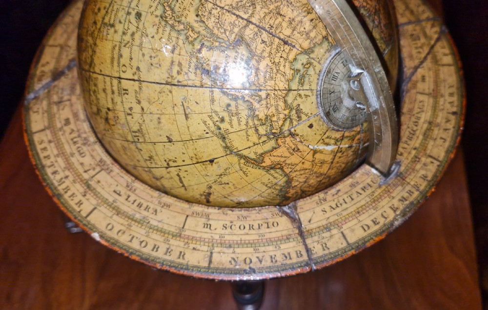 Rare 6 inch 19th century Cary table top globe and stand. View XV