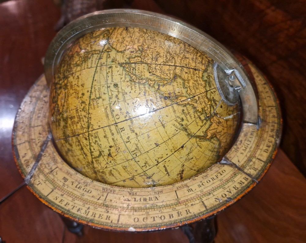 Rare 6 inch 19th century Cary table top globe and stand. View XVIII