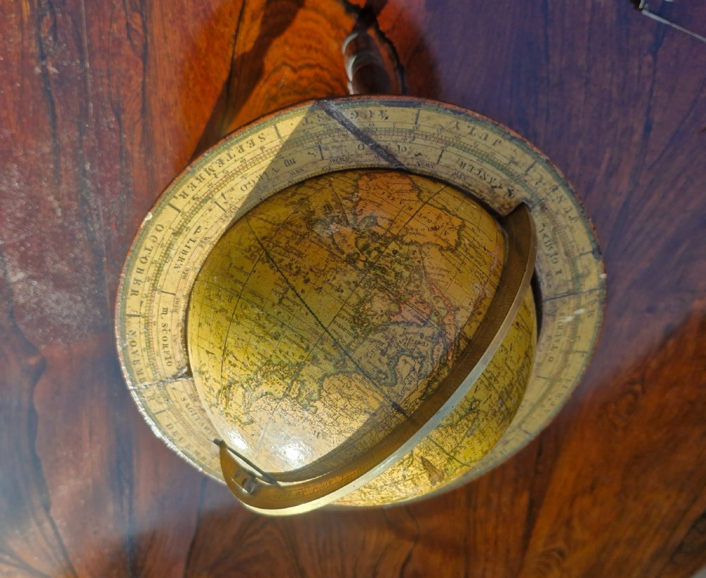 Rare 6 inch 19th century Cary table top globe and stand. View XXVIII