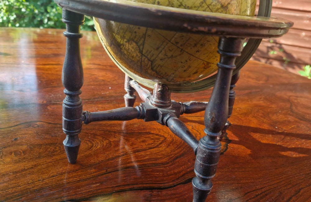 Rare 6 inch 19th century Cary table top globe and stand. View XXX
