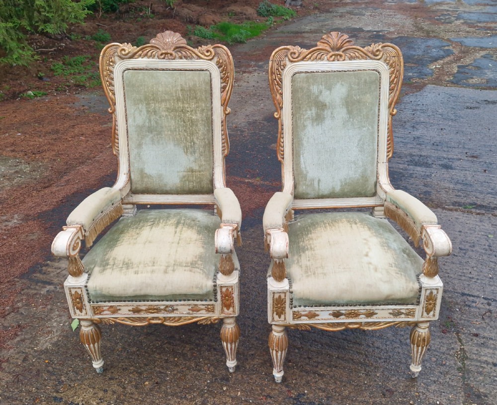 Pair of decorated and upholstered armchairs.  View IV