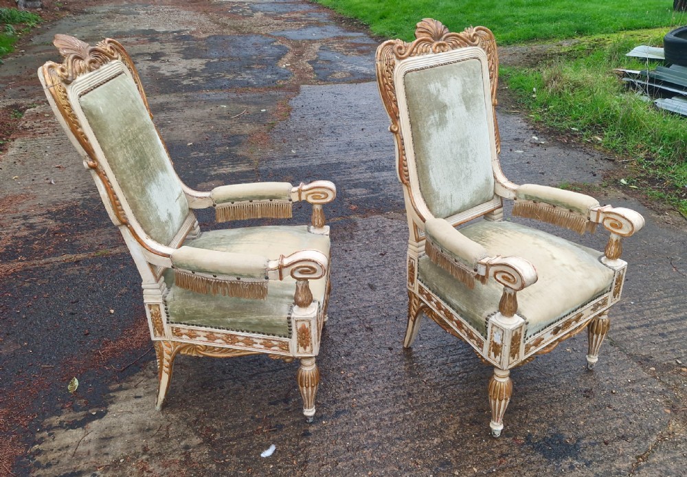Pair of decorated and upholstered armchairs.  View XI