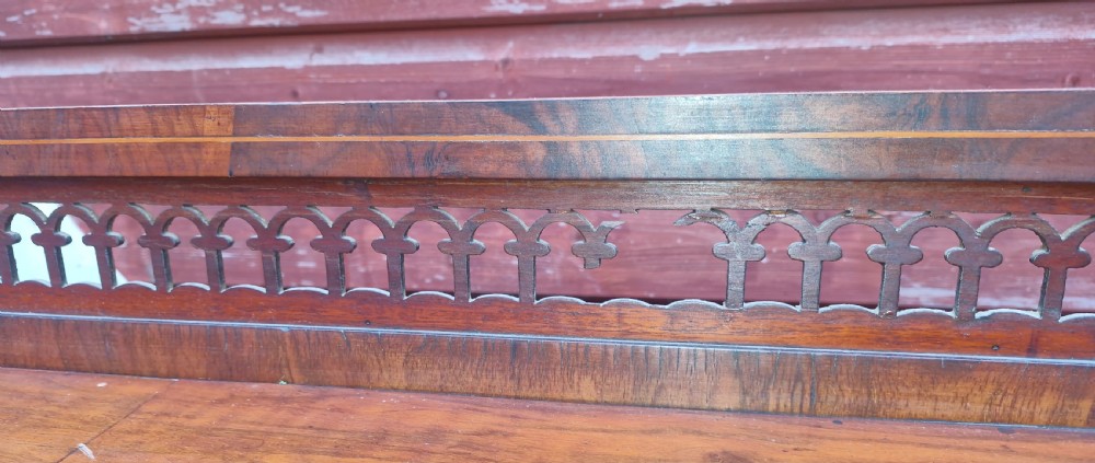 Pair of Victorian inlaid walnut credenza side cabinets with removable backs. View XIX