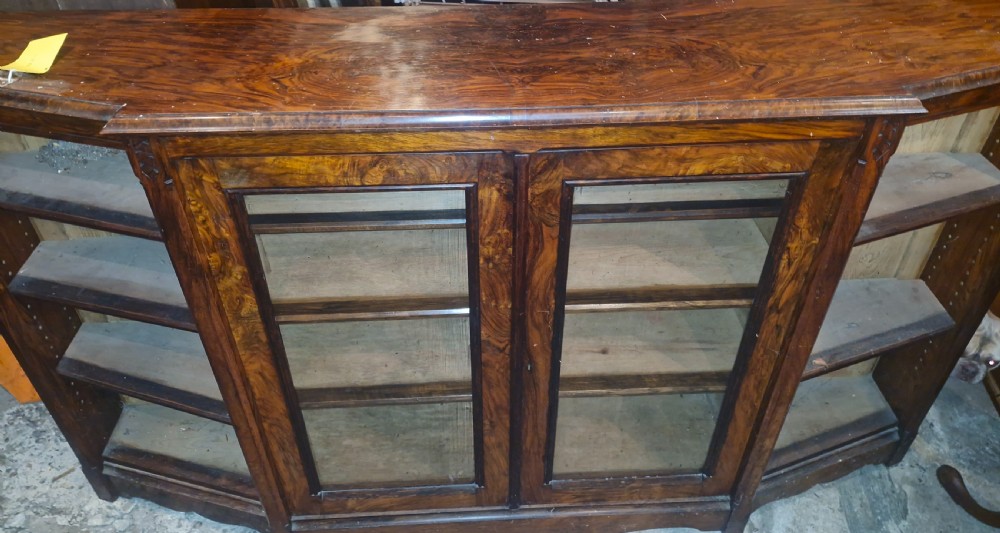 Victorian walnut bookcase cabinet.  View IV