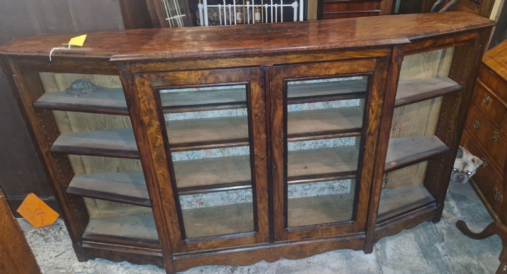 Victorian walnut bookcase cabinet.  View V