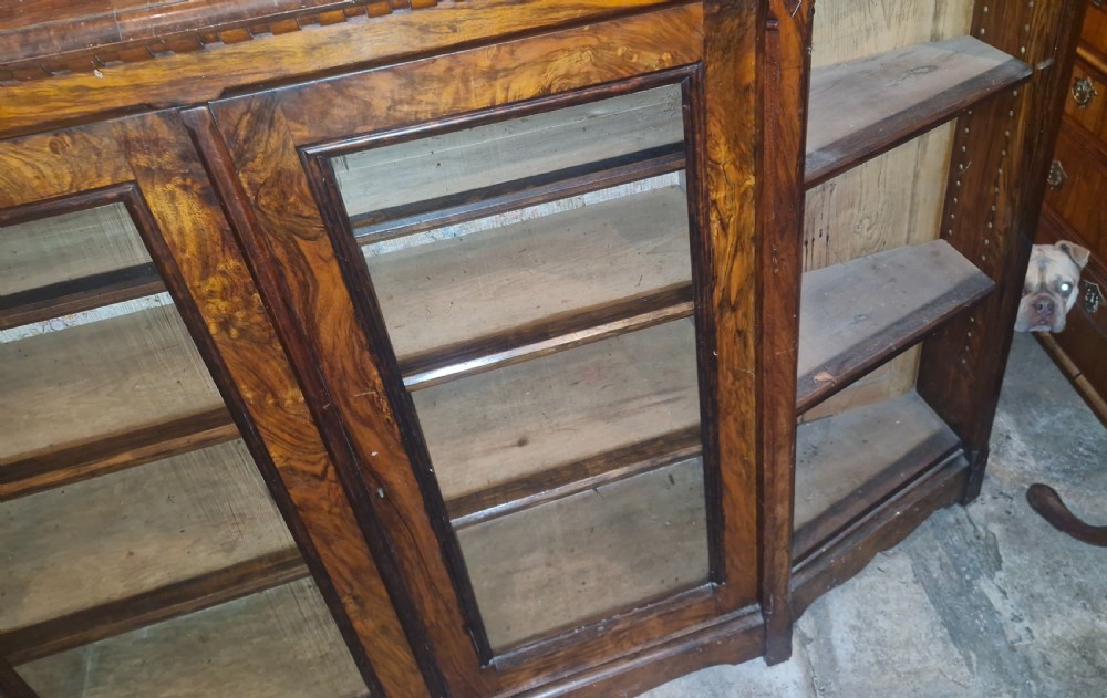 Victorian walnut bookcase cabinet.  View VI