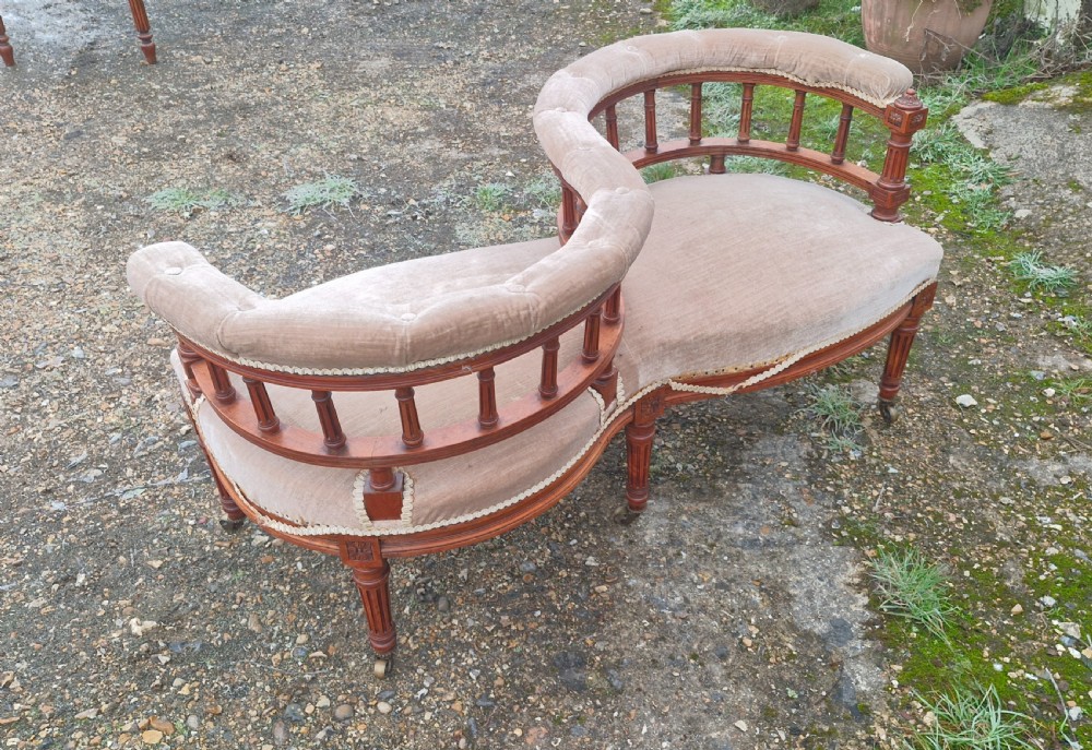 Victorian walnut conversation seat. View VII
