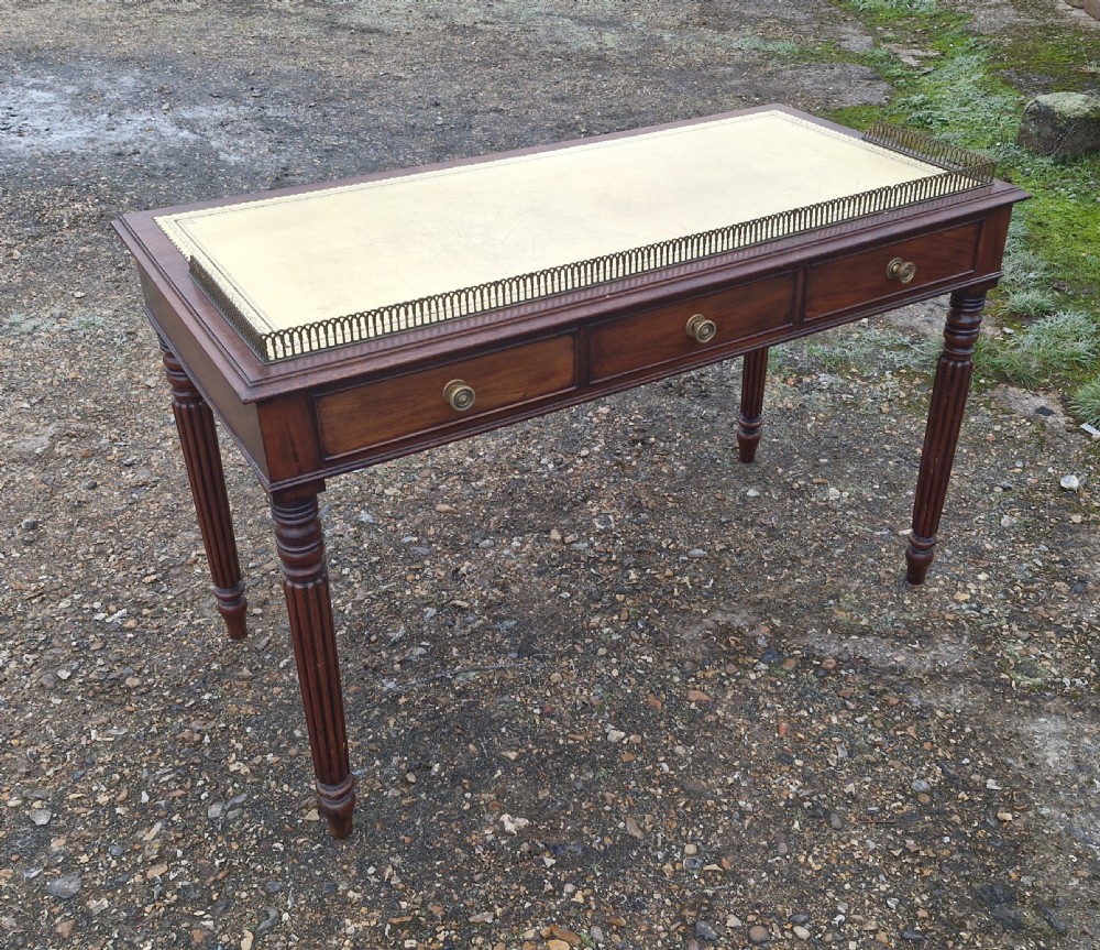 19th century mahogany free standing writing table with dummy drawers to reverse.  View III