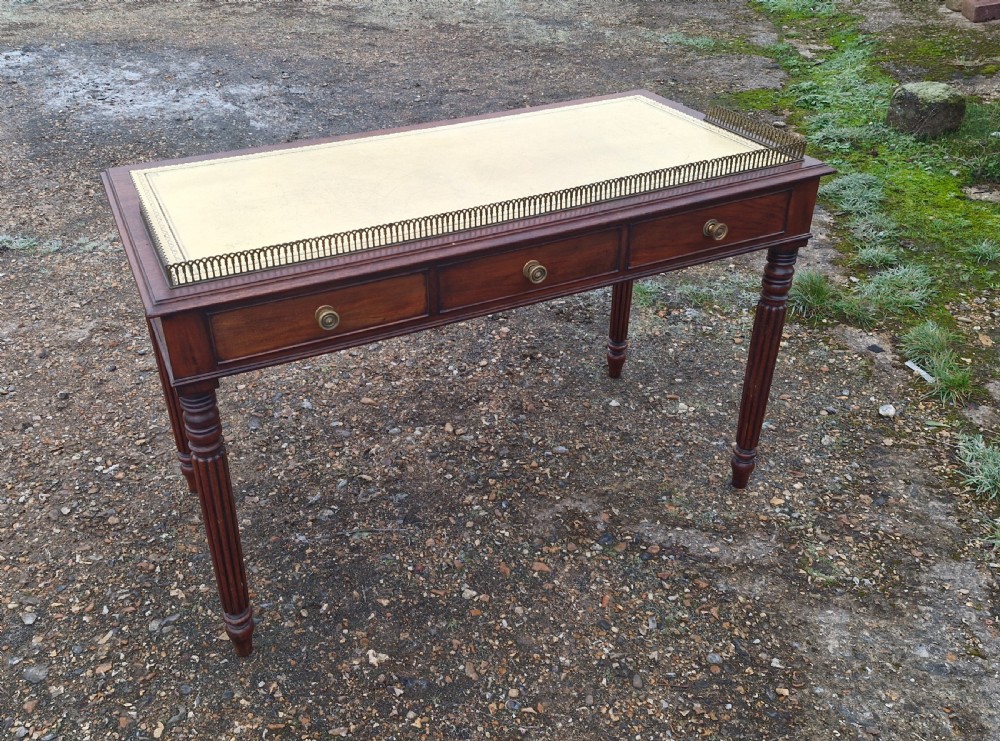19th century mahogany free standing writing table with dummy drawers to reverse.  View V