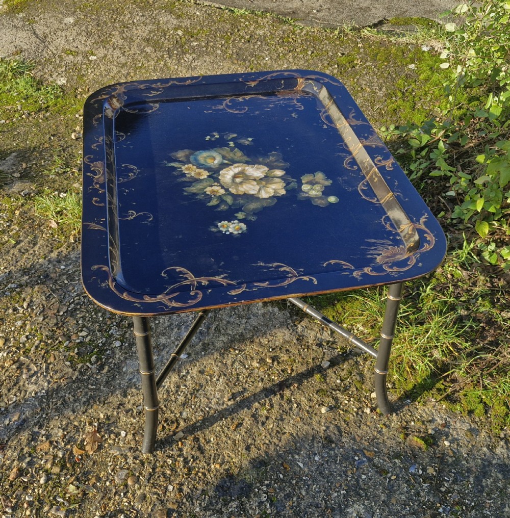 Good sized papier mache tray on stand.