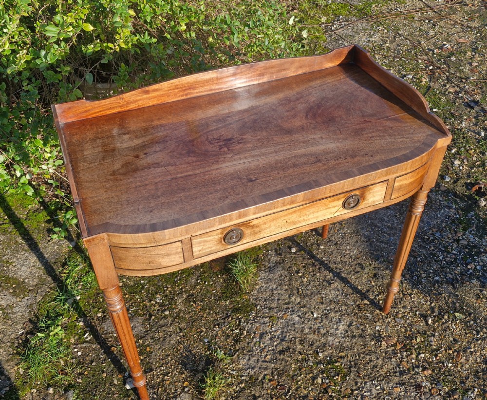 Regency mahogany single drawer side table.  View IV