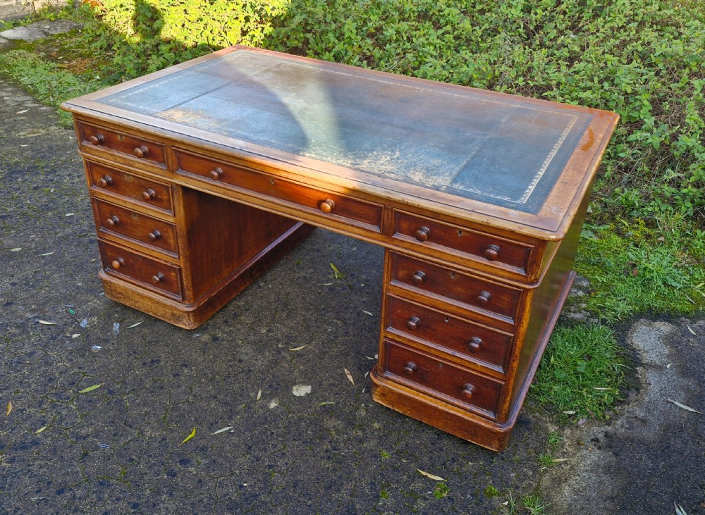Good size Victorian mahogany pedestal writing desk.  View II