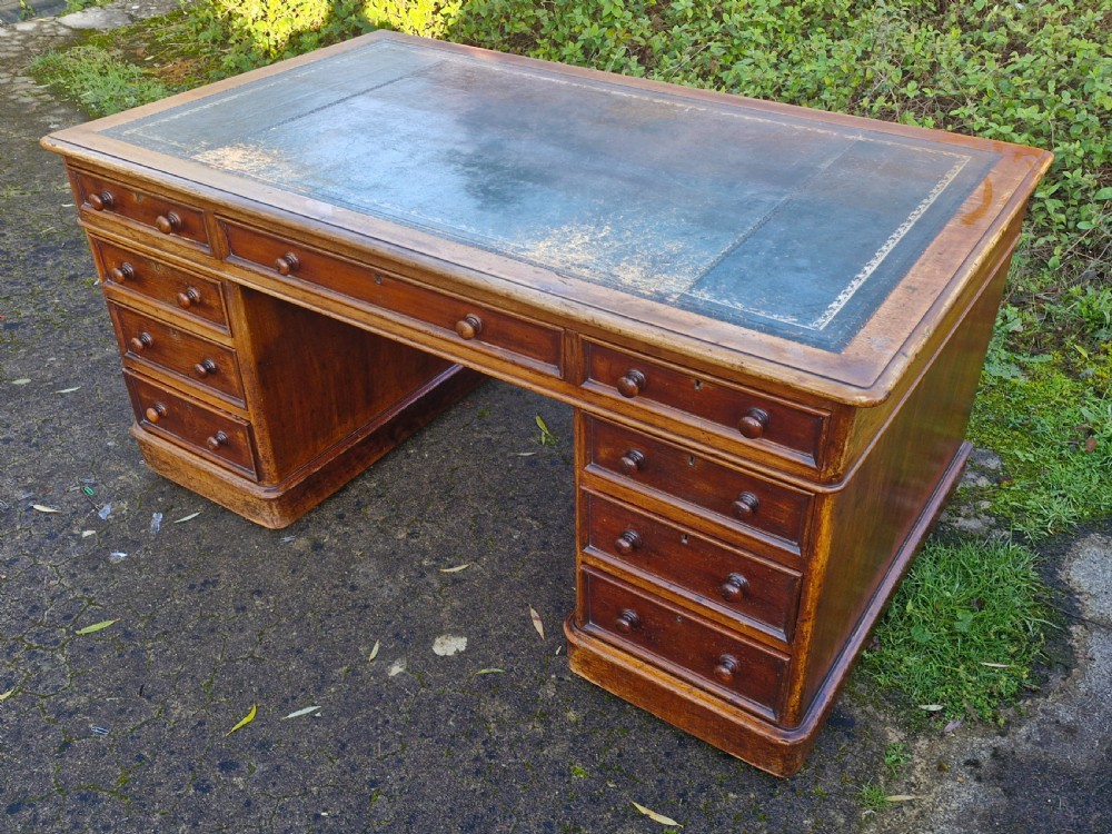 Good size Victorian mahogany pedestal writing desk.  View III