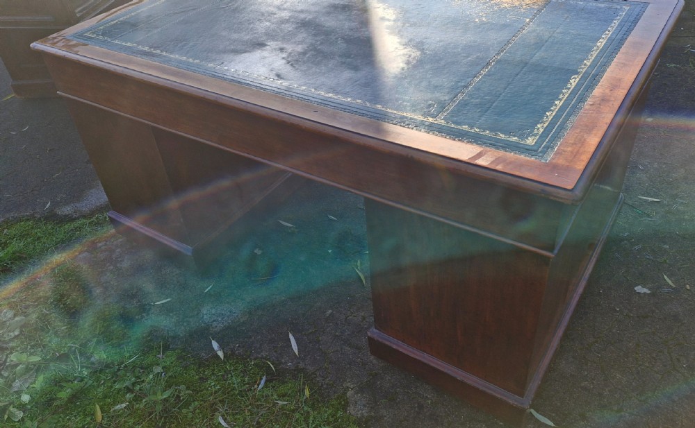 Good size Victorian mahogany pedestal writing desk.  View V