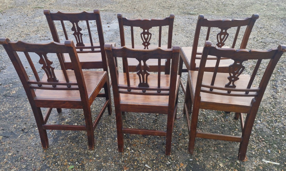 6 19th century wood seat farmhouse kitchen chairs  View V