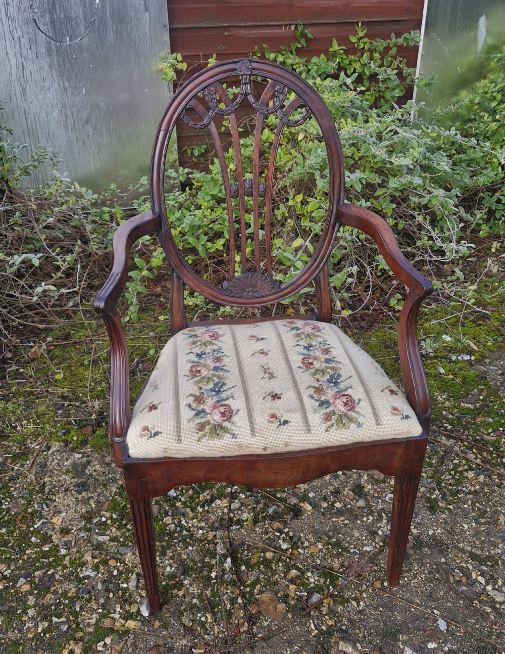 Early 19th century mahogany Ladys writing desk armchair. 