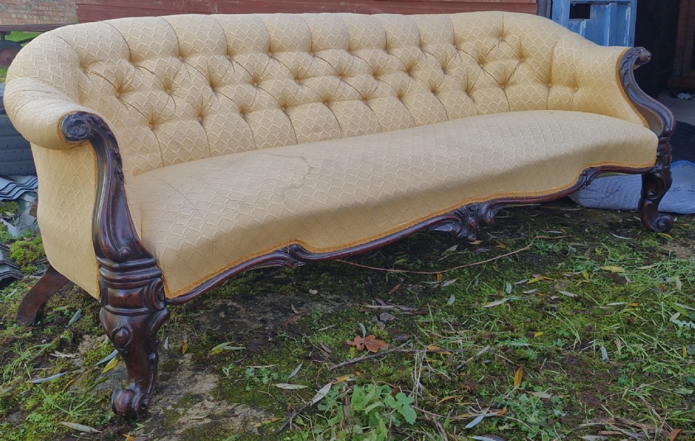 Victorian mahogany framed country house sofa. 