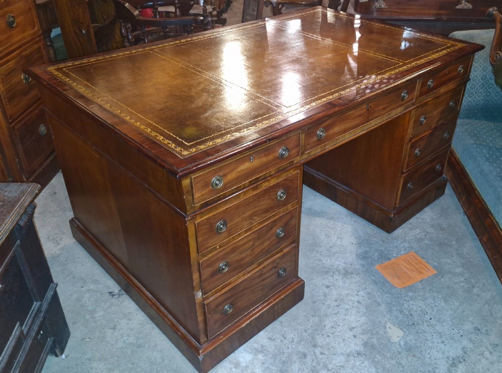 19th century mahogany pedestal partners desk.  View VI