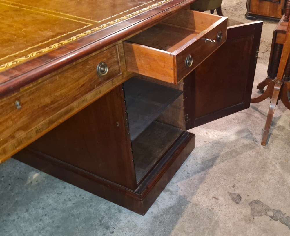 19th century mahogany pedestal partners desk.  View VII