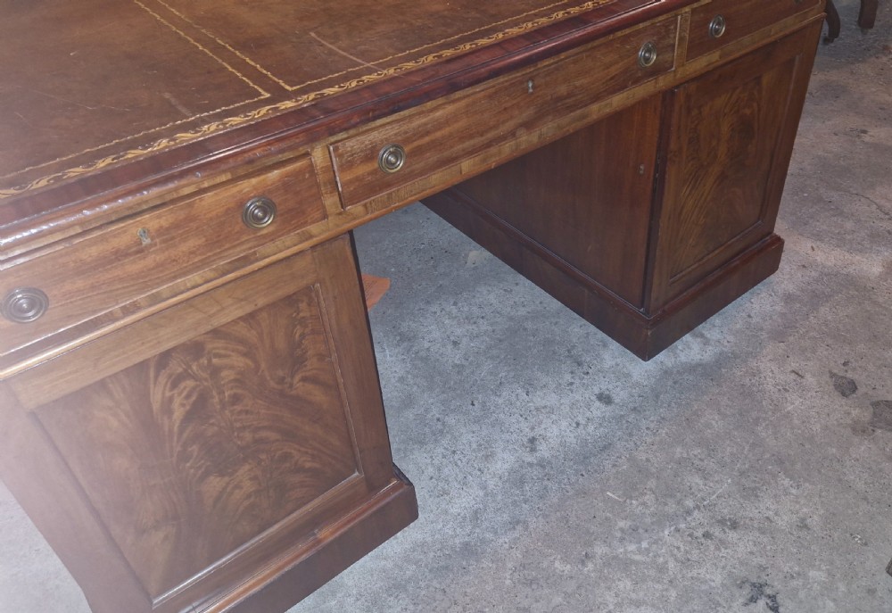 19th century mahogany pedestal partners desk.  View X