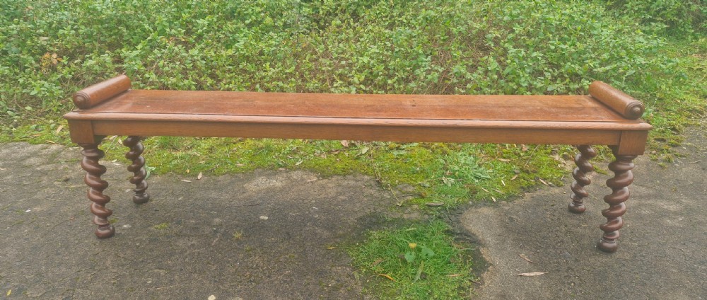 Good large 19th century oak hall bench. View VI