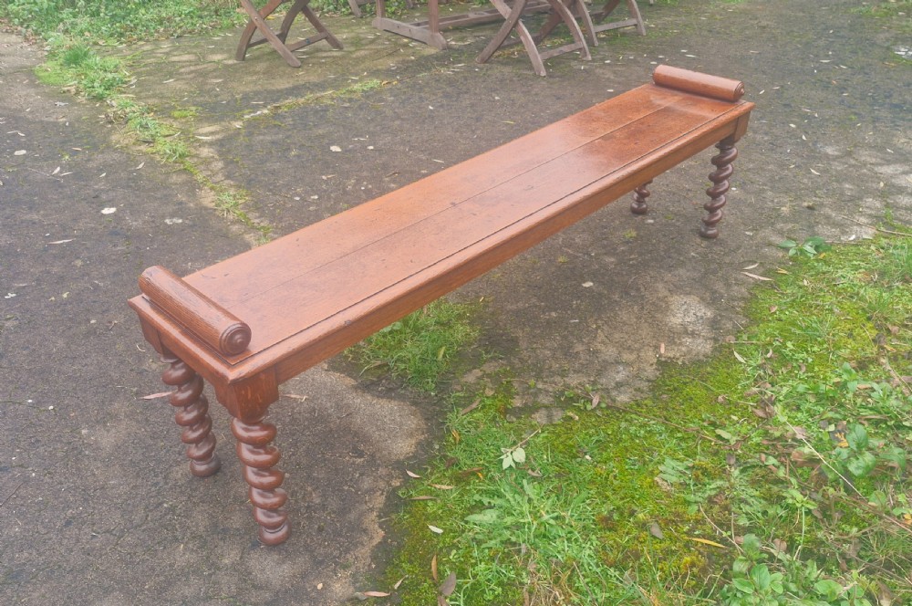 Good large 19th century oak hall bench. View IX