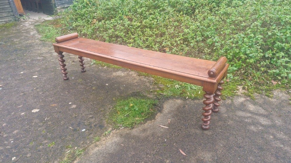 Good large 19th century oak hall bench. View X