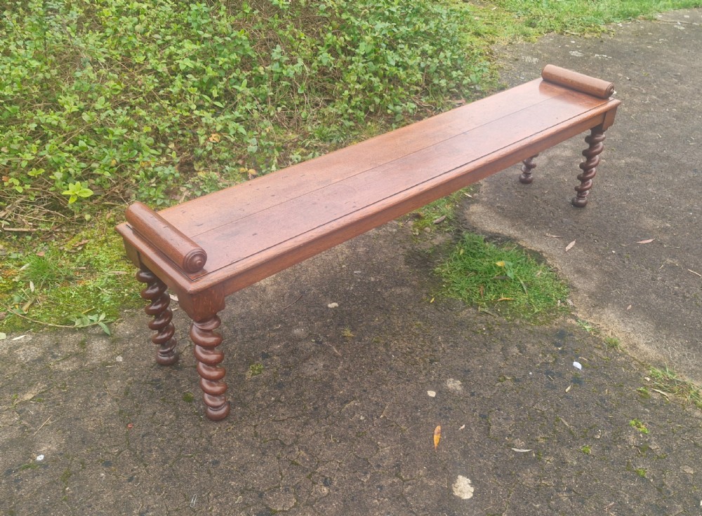Good large 19th century oak hall bench. View XII