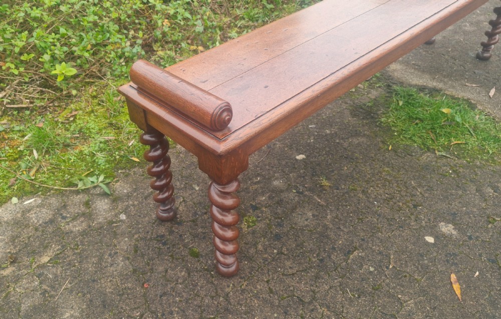 Good large 19th century oak hall bench. View XIV