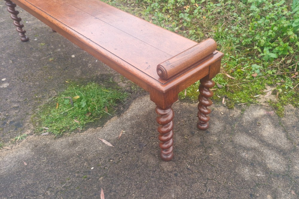 Good large 19th century oak hall bench. View XVI