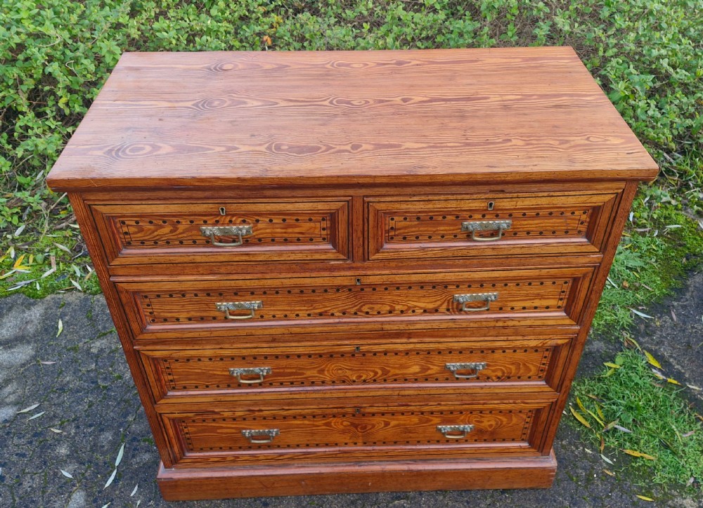 Good Victorian pitch pine chest of drawers. 