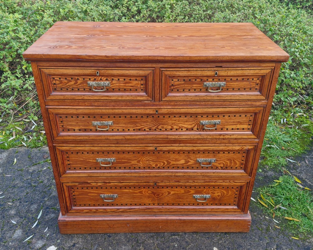 Good Victorian pitch pine chest of drawers.  View II