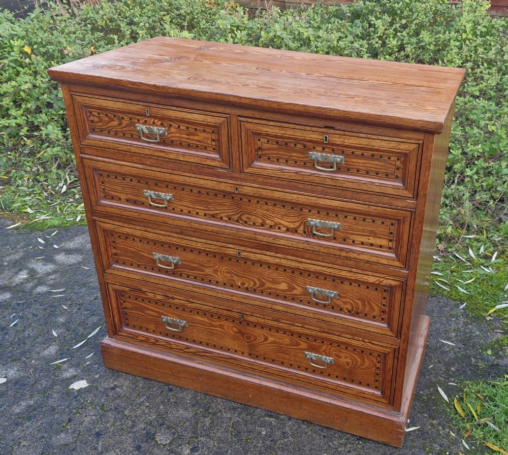 Good Victorian pitch pine chest of drawers.  View III