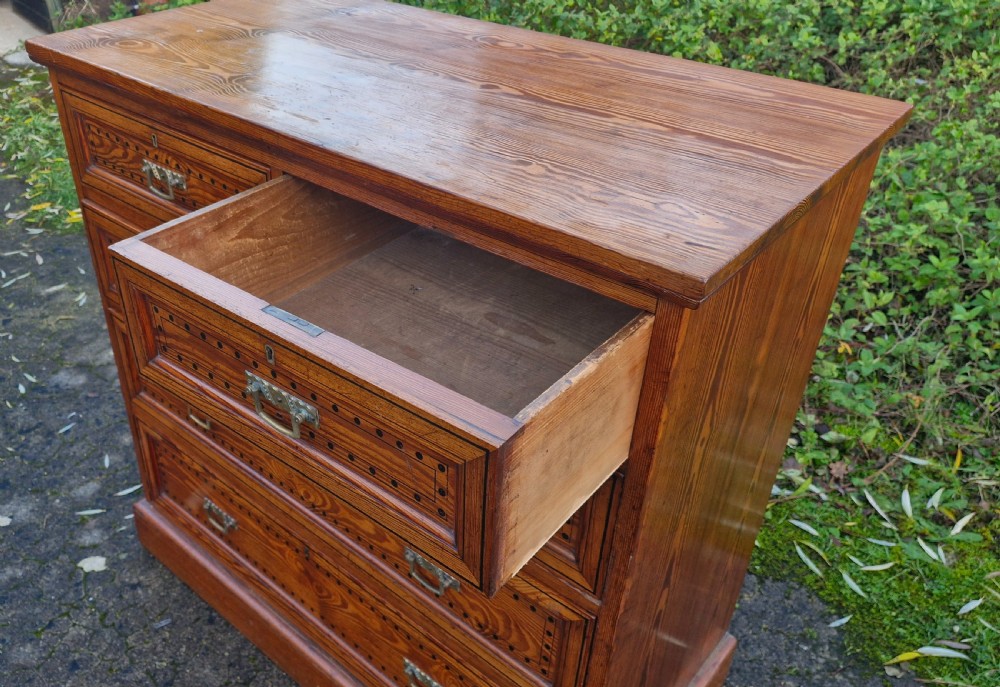 Good Victorian pitch pine chest of drawers.  View VII