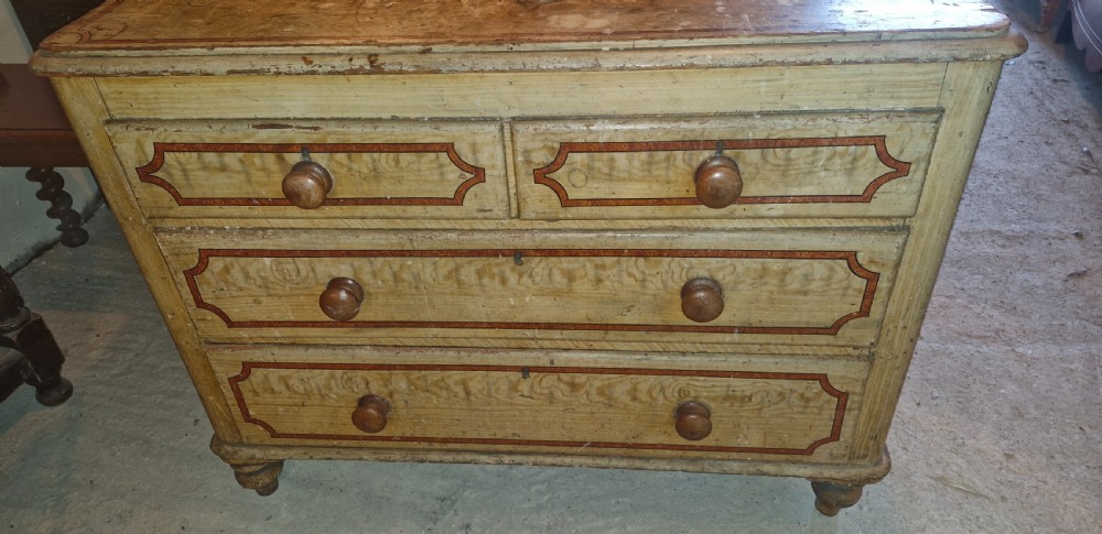Victorian decorated pine chest of drawers . View III