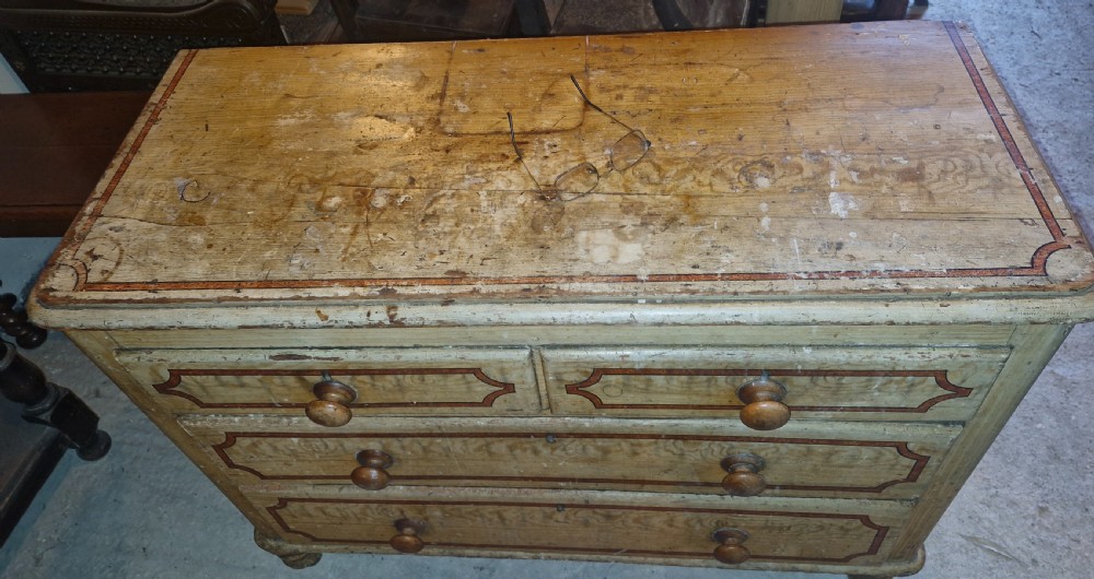 Victorian decorated pine chest of drawers . View IV