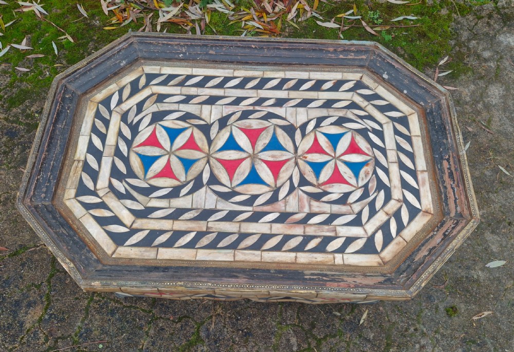 Decorative bone inlaid coffee table. View XIII