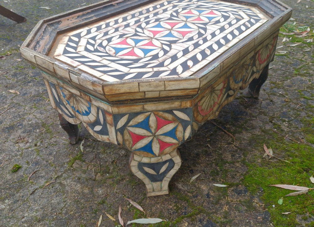 Decorative bone inlaid coffee table. View XIV