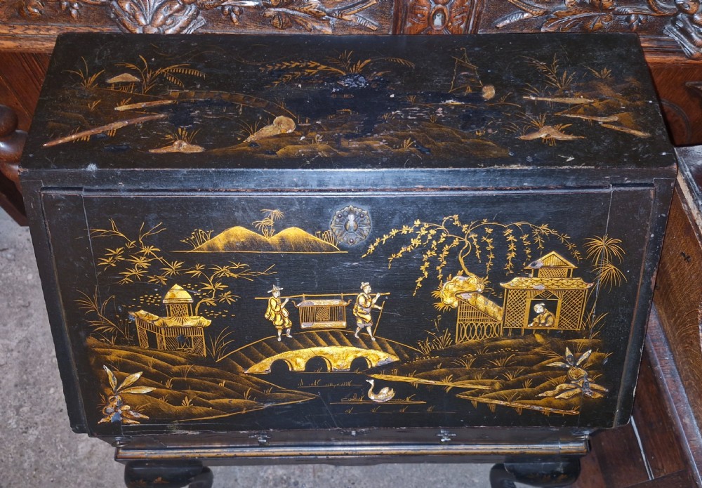 Small lacquered bureau with hoof feet. View IX