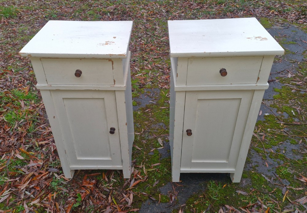 Pair of painted pine bedside cabinets. 