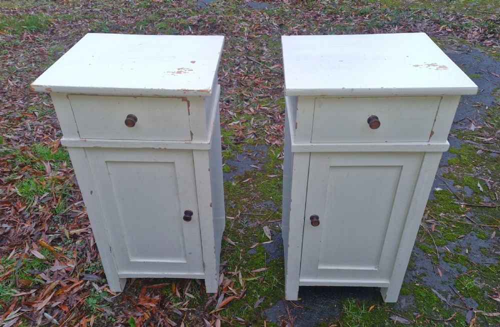 Pair of painted pine bedside cabinets.  View V