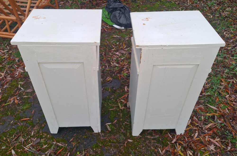 Pair of painted pine bedside cabinets.  View VII