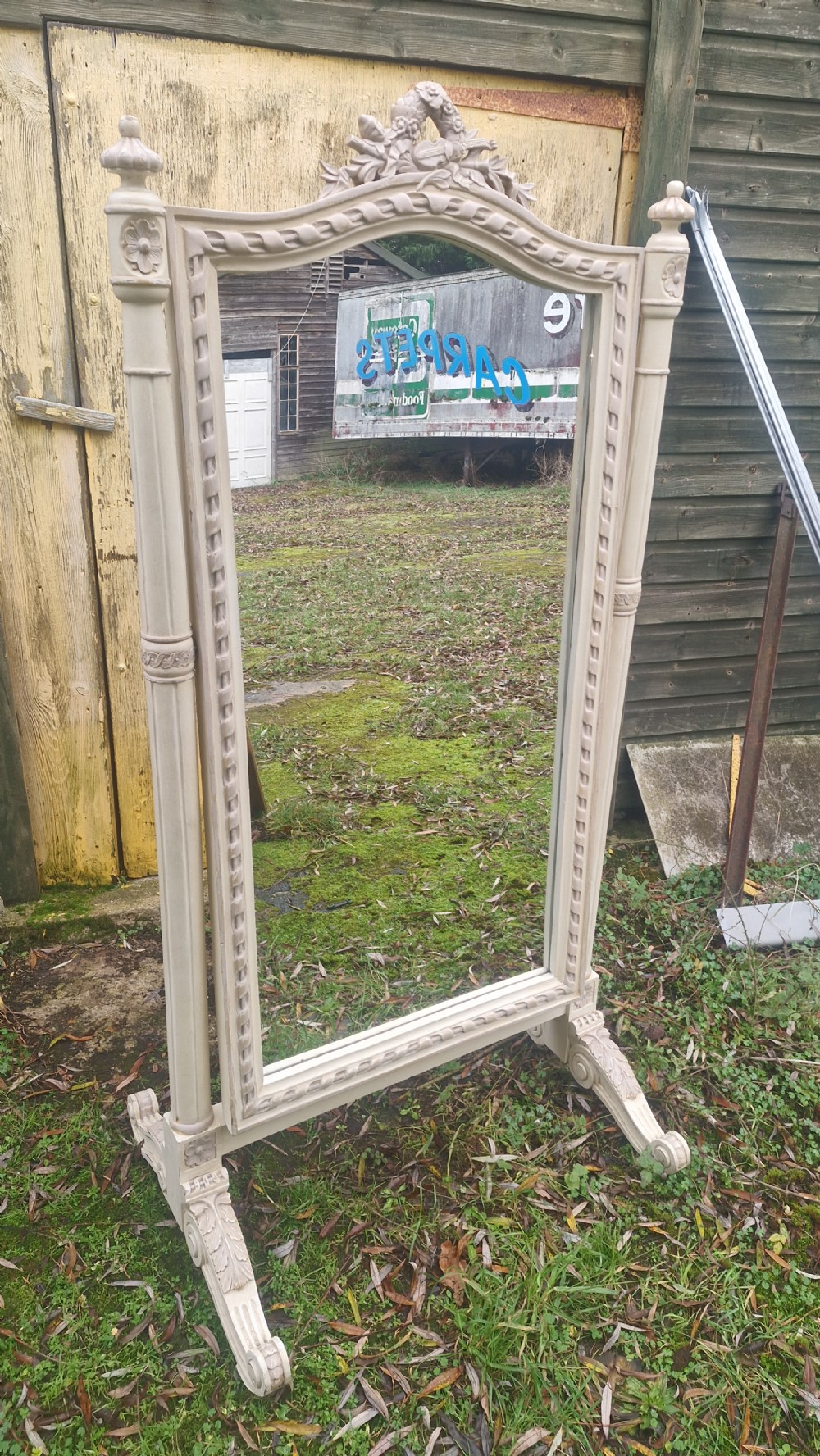 Painted cheval dressing mirror.  View III