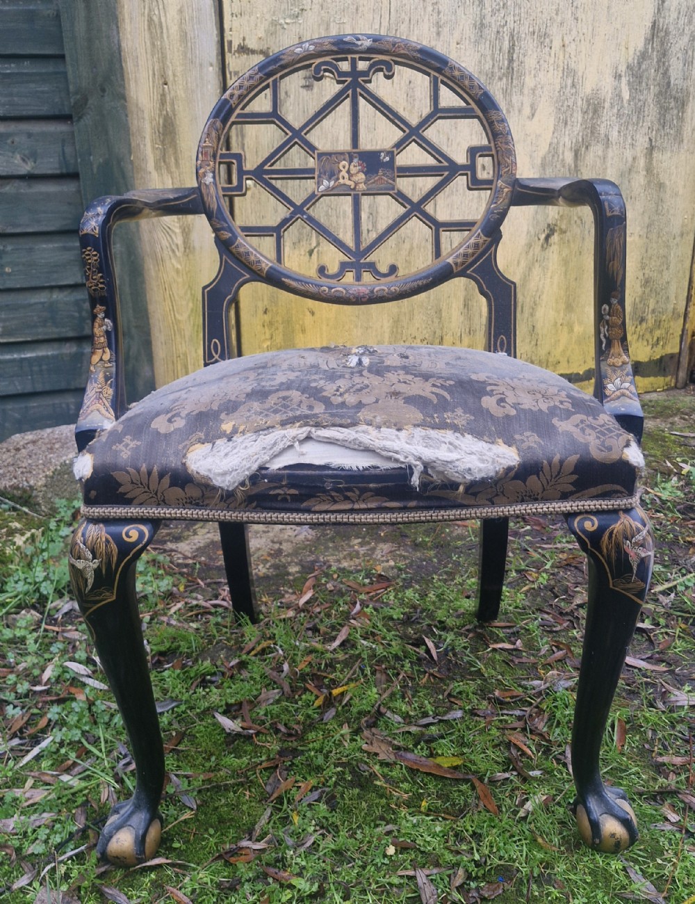 Chinoiserie lacquered desk armchair 